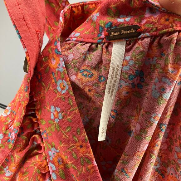FREE PEOPLE Petunia Mini Dress Poppy Combo Floral Red Small - Picture 4 of 4